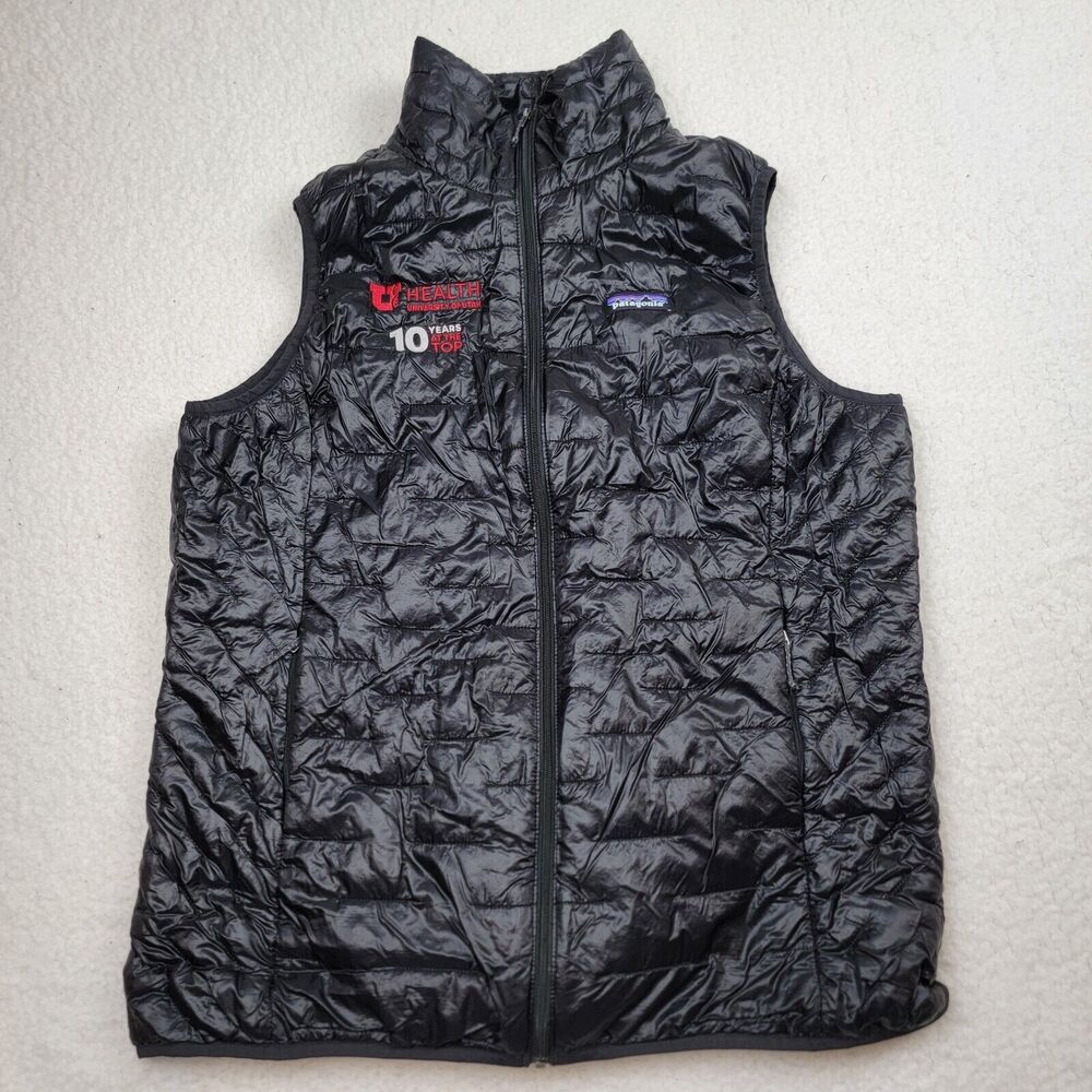 Patagonia Women's Micro Puff Vest XL Black 84090 Ultralight University Utah Logo